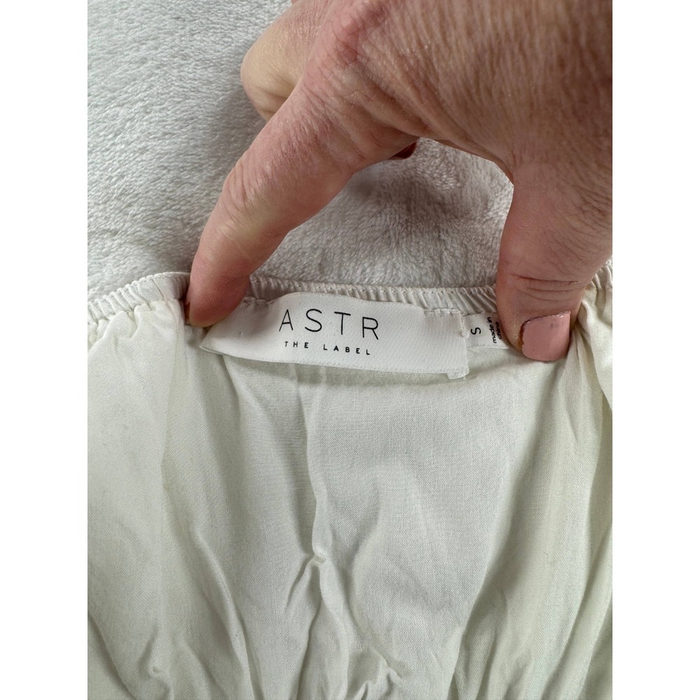 Astr The Label Long Sleeve Twist Bust Dress Women's Small White Puffy Sleeve - Picture 8 of 10